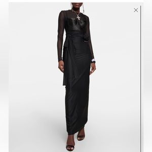 Dolce & Gabbana Black Tulle Jersey Maxi Skirt